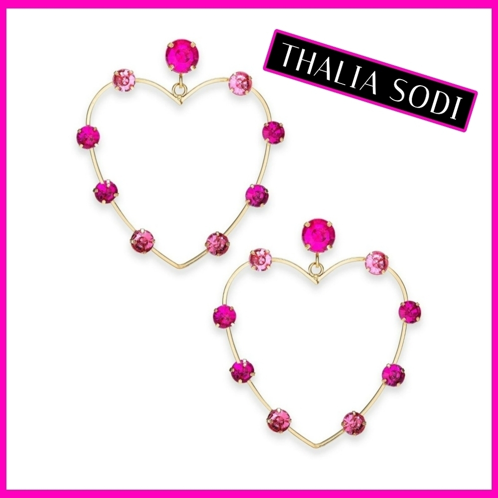 NWT Thalia Sodi Gold-Tone Crystal Open Heart Drop Earrings